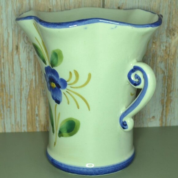 Beautiful Hand Painted Vase For FTD From Italy Blue Floral Design Work - Picture 4 of 7